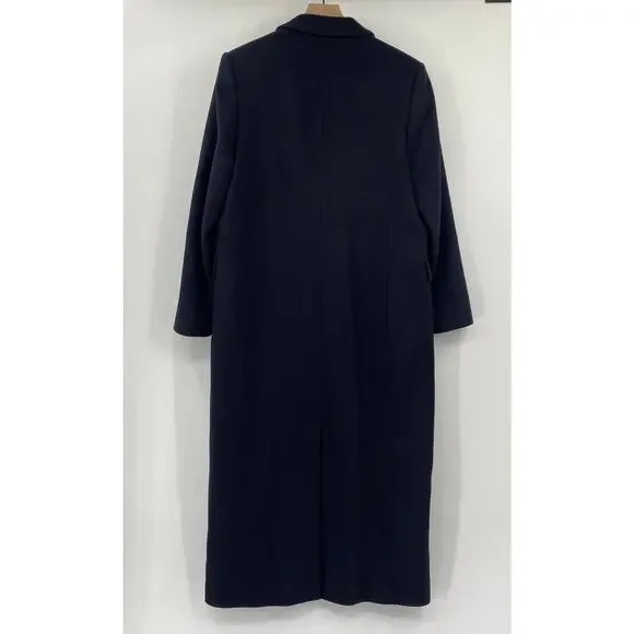 LK Bennett Della Coat Long Double Breasted Wool Cashmere Navy Blue Womens 10 - Picture 5 of 9